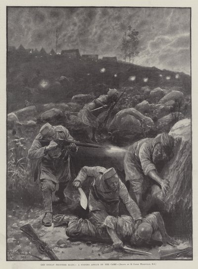 Indian Frontier Rising, en prickskytteaffär vid lägret av Richard Caton Woodville junior
